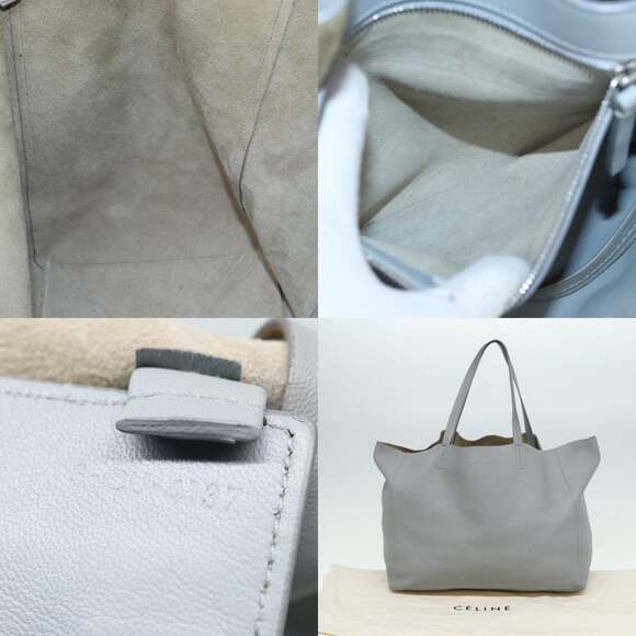 CELINE Horizontal Cabas Tote Bag Leather Light Blue - Picture 12 of 12